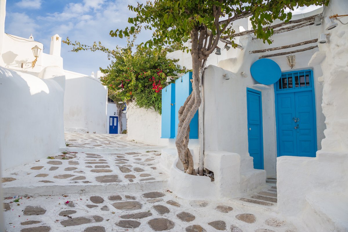 cobblestone streets — like this one on Mykonos